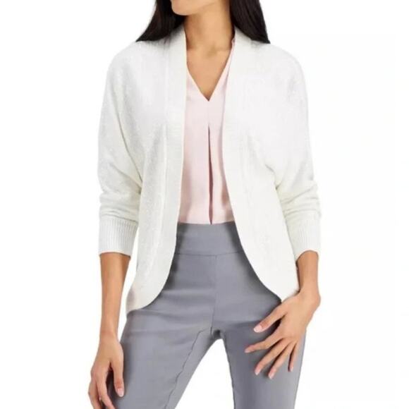 JM Collection Sequin Long Sleeve Open Front Cardigan - Picture 1 of 8